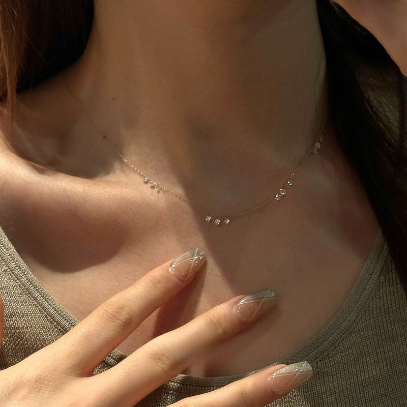Sterling Silver Delicate Zirconia Fringe Necklace - view 4