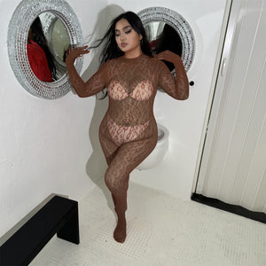 Plus-Size Leopard Mesh Bodysuit