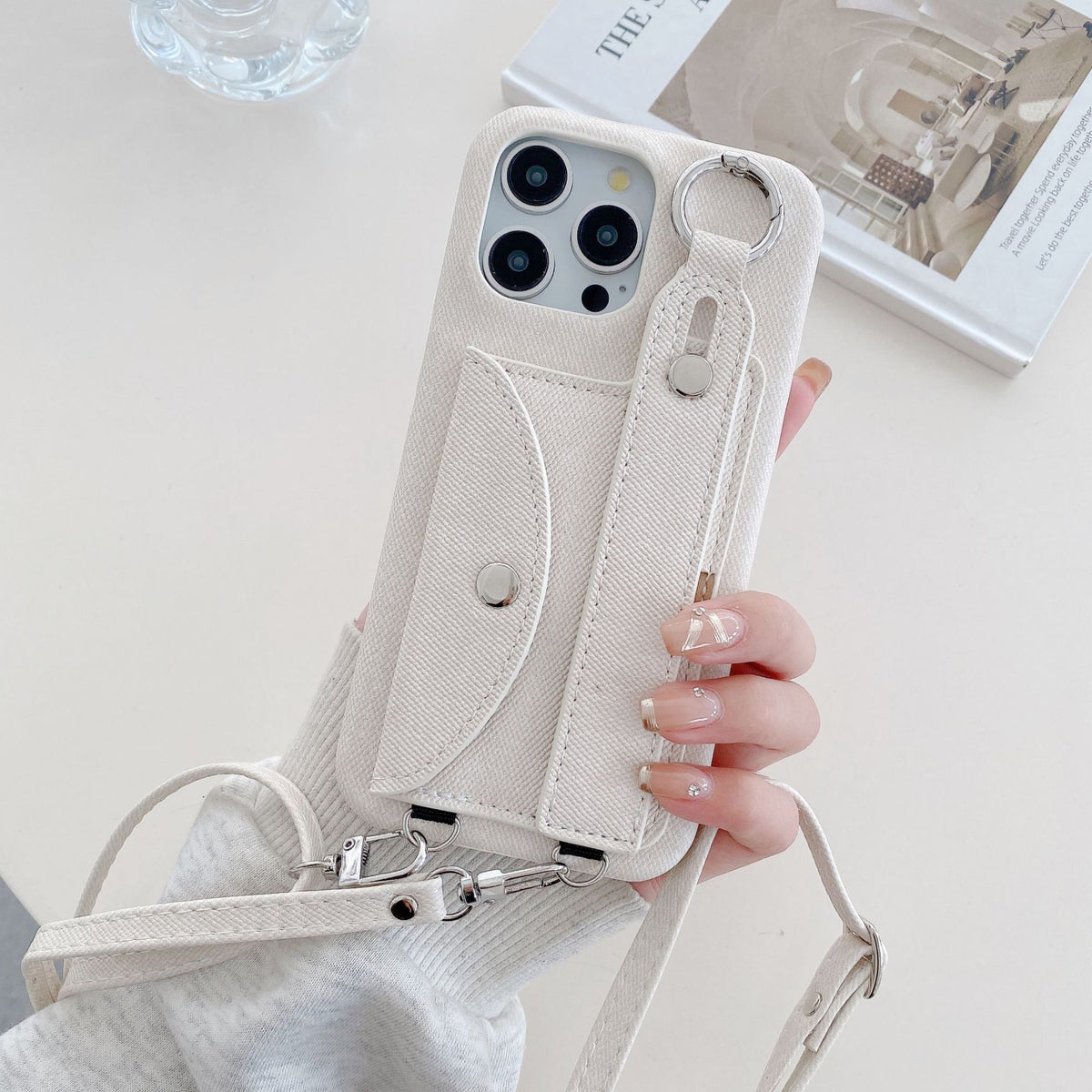 Denim-Look Wallet Crossbody Phone Case