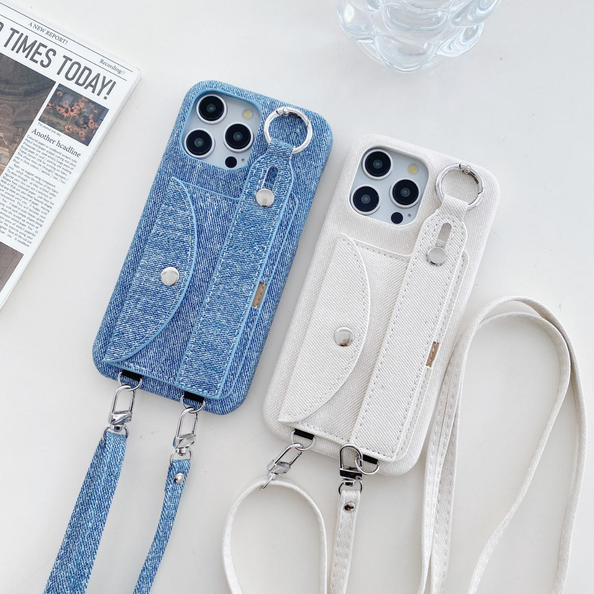 Denim-Look Wallet Crossbody Phone Case