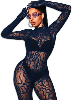Bow and Floral-Detail Mesh Bodysuit