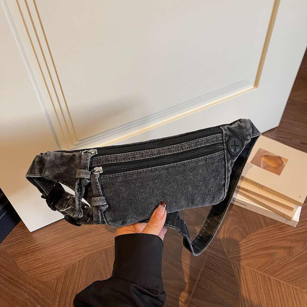 Retro Denim Fanny Pack Casual Shoulder Bag Trendy Versatile