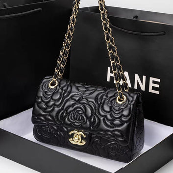 Bag Women'S 2026 New Trendy Fashion Leather Texture Small Fragrant Wind Camellia Embroidery CF Shoulder Messenger Chain Bag