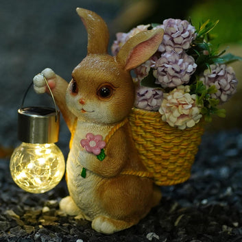 Garden Rabbit Flower Pot Solar Light