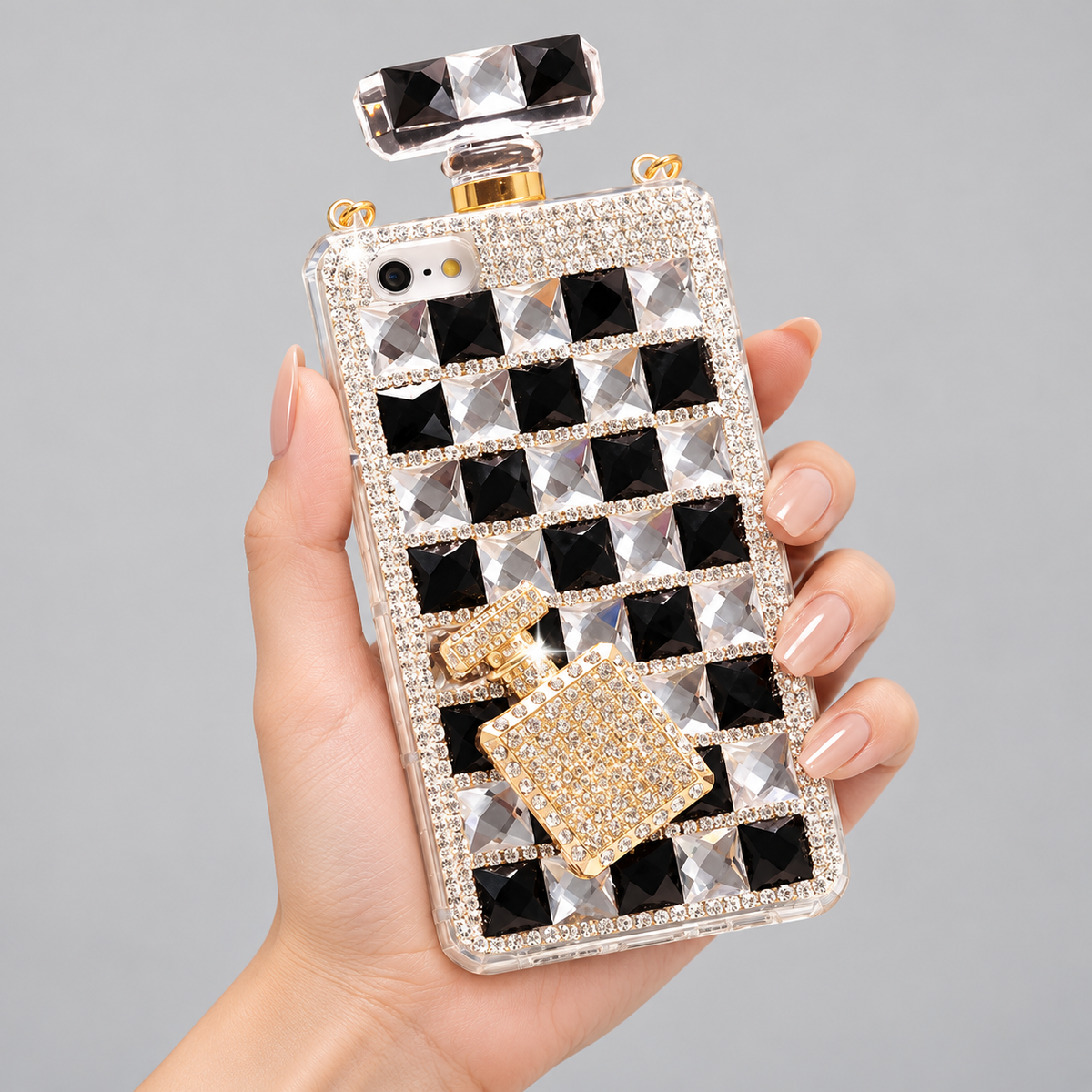 Rhinestone Crossbody iPhone Case with Pearl Chain