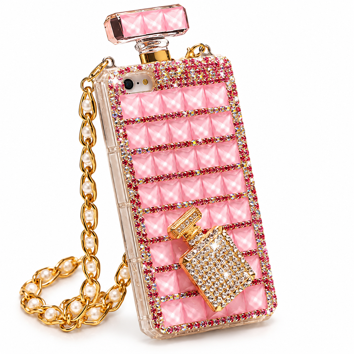 Rhinestone Crossbody iPhone Case with Pearl Chain