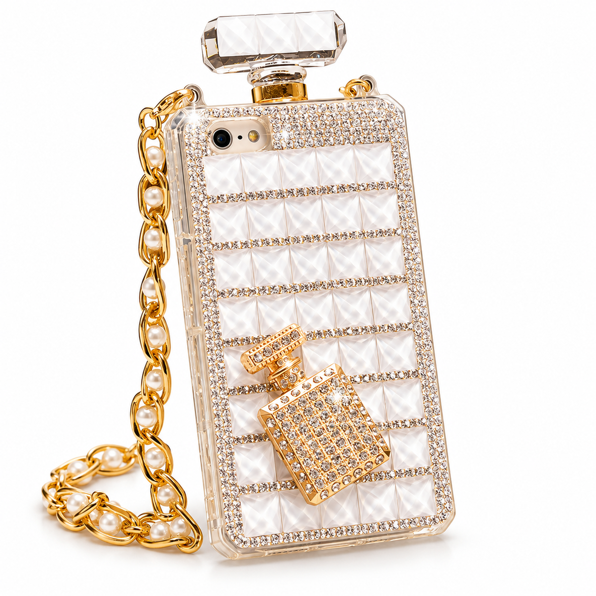 Rhinestone Crossbody iPhone Case with Pearl Chain