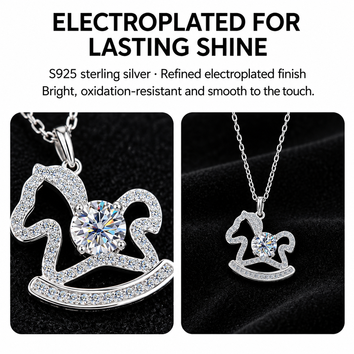 Rocking Horse 0.5CT Moissanite Pendant Necklace