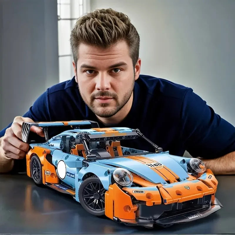 Blue and Orange Racing Car Building Set 1215 Pieces - main view