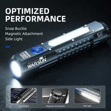 Outdoor 2000 Lm Emergency Small Portable COB LED Flashlight with Magnet