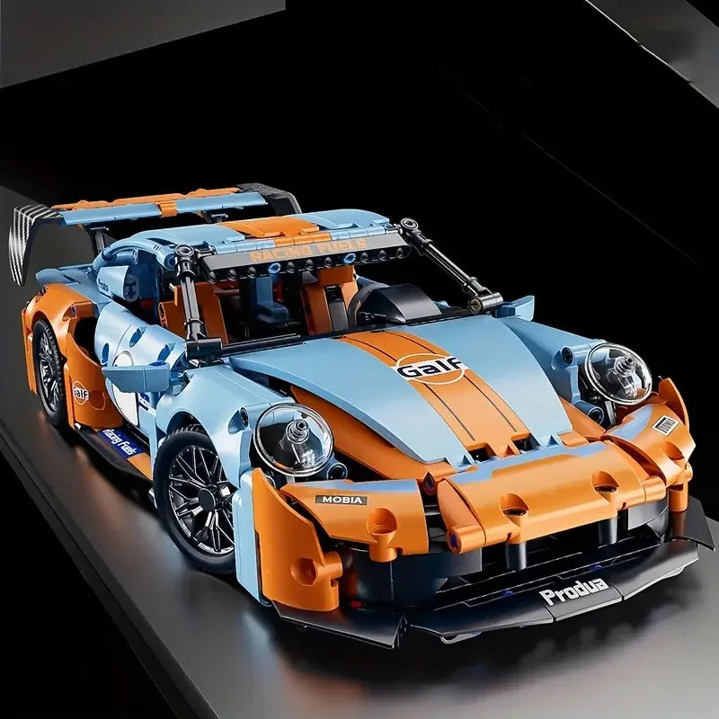 Blue and Orange Racing Car Building Set 1215 Pieces - view 3