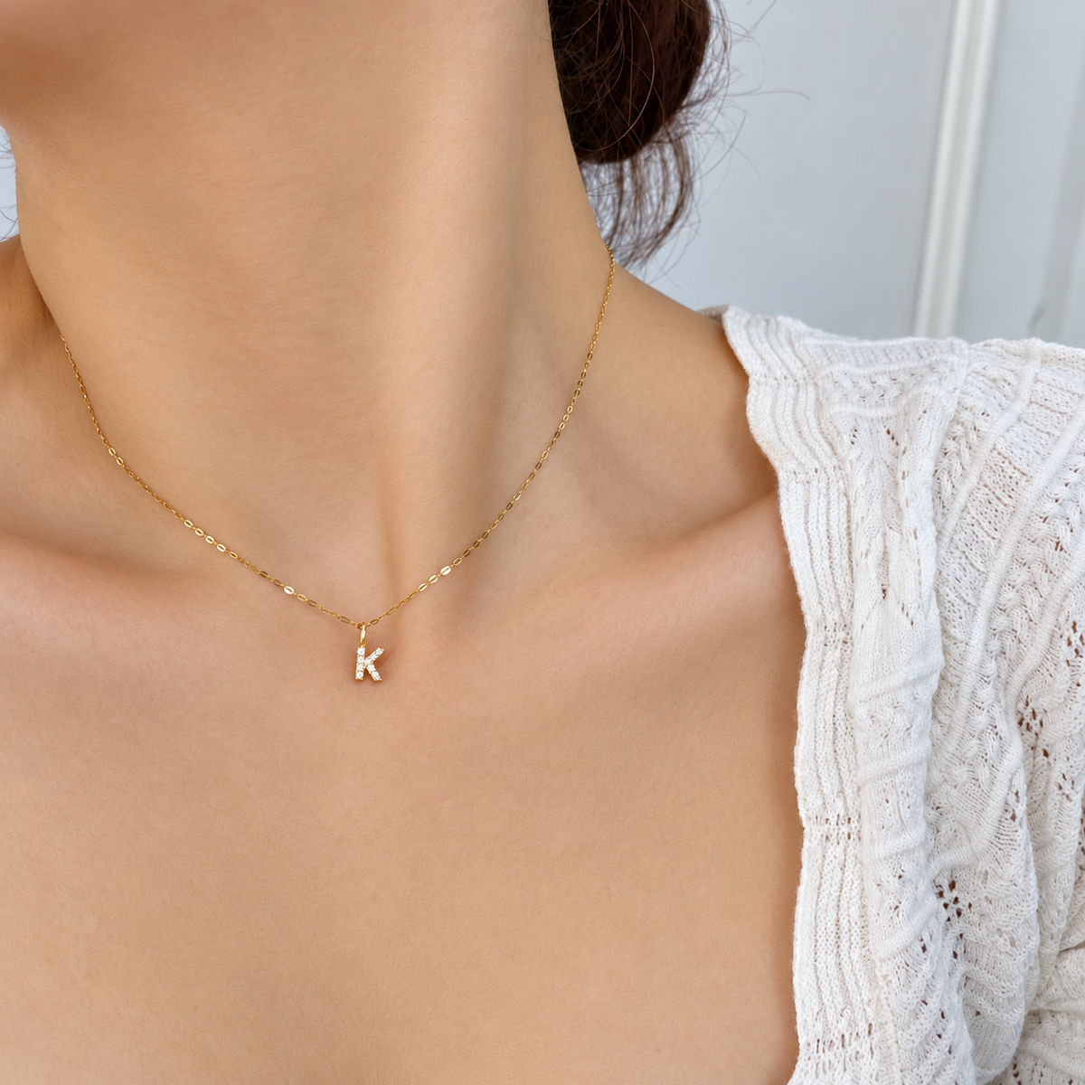 S925 Initial Letter Necklace Personalized A–Z Pendant