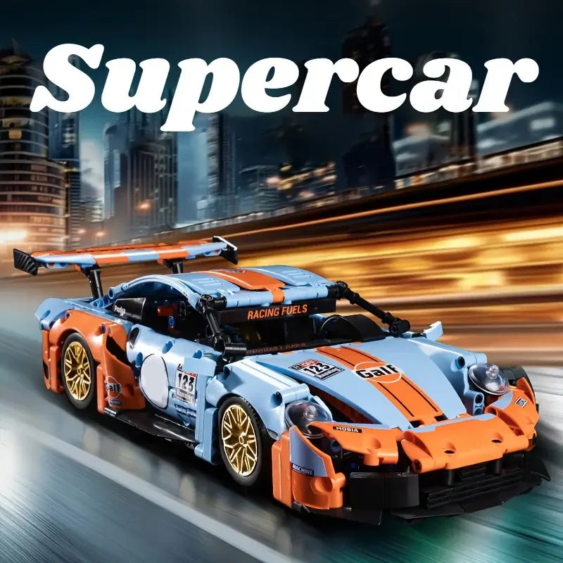 Blue and Orange Racing Car Building Set 1215 Pieces - view 2