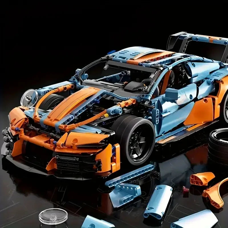 Blue and Orange Racing Car Building Set 1215 Pieces - view 4