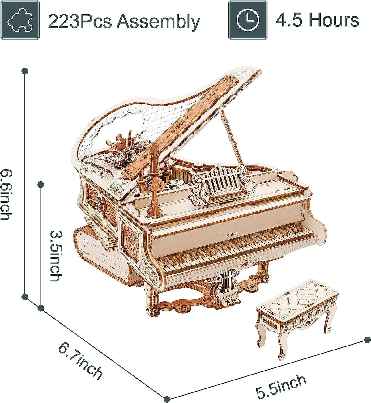 Magic Piano Mechanical Music Box Wooden Puzzle AMK81 - view 6