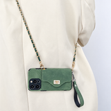 Suede-Look Card Holder Crossbody iPhone Case