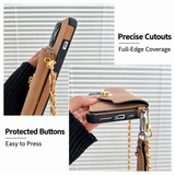 Suede-Look Card Holder Crossbody iPhone Case
