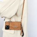 Suede-Look Card Holder Crossbody iPhone Case