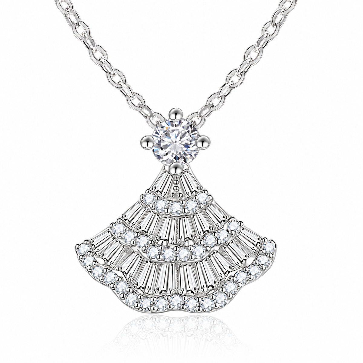 The Aurette S925 Moissanite Fan Pendant Necklace