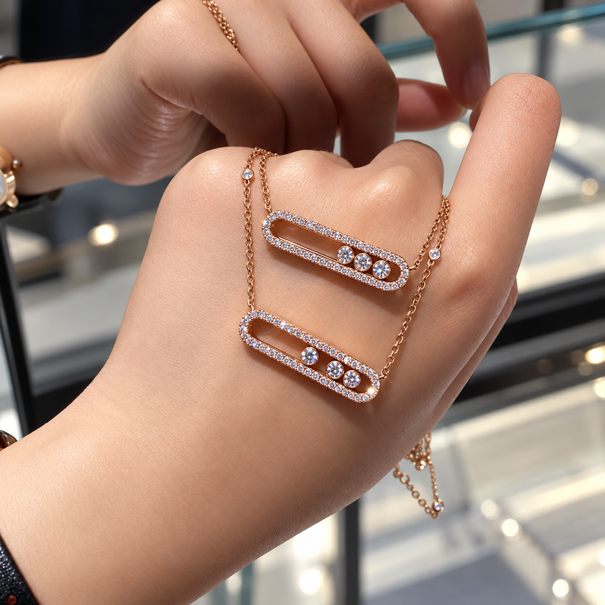 The Celina Sliding Three-Stone Necklace