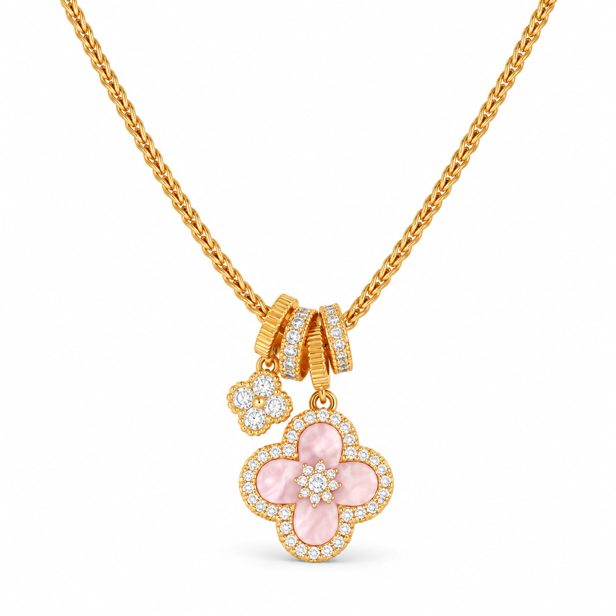 18K Real Gold Plated Clover Flower Necklace