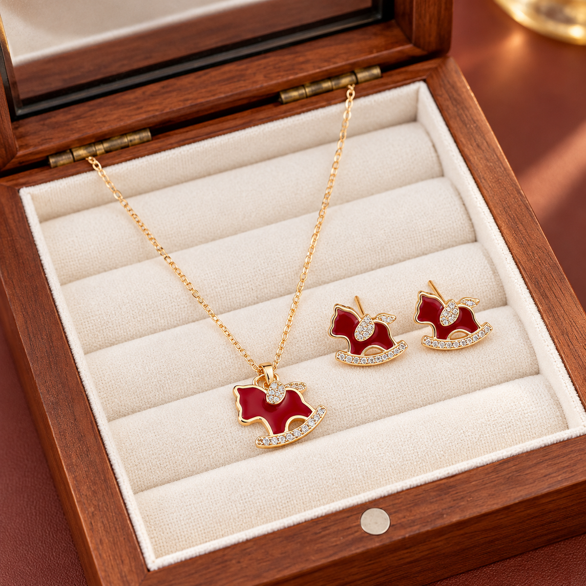 Real Gold-Plated Pony Pendant Necklace