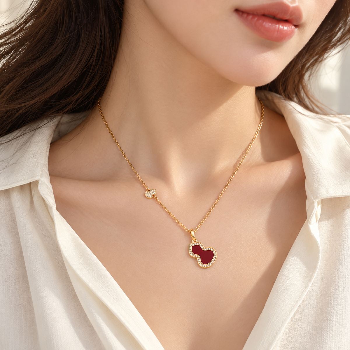 Lucky Gourd Crystal Pendant Necklace