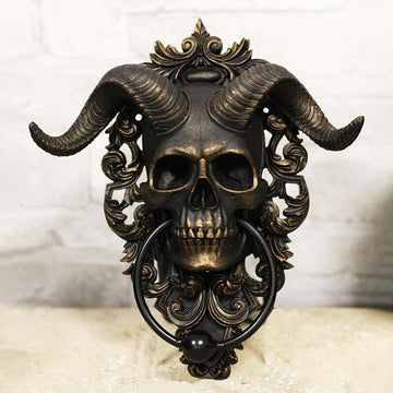 Devil Horn Skull Door Knocker, Retro Door knocker Wall Decoration
