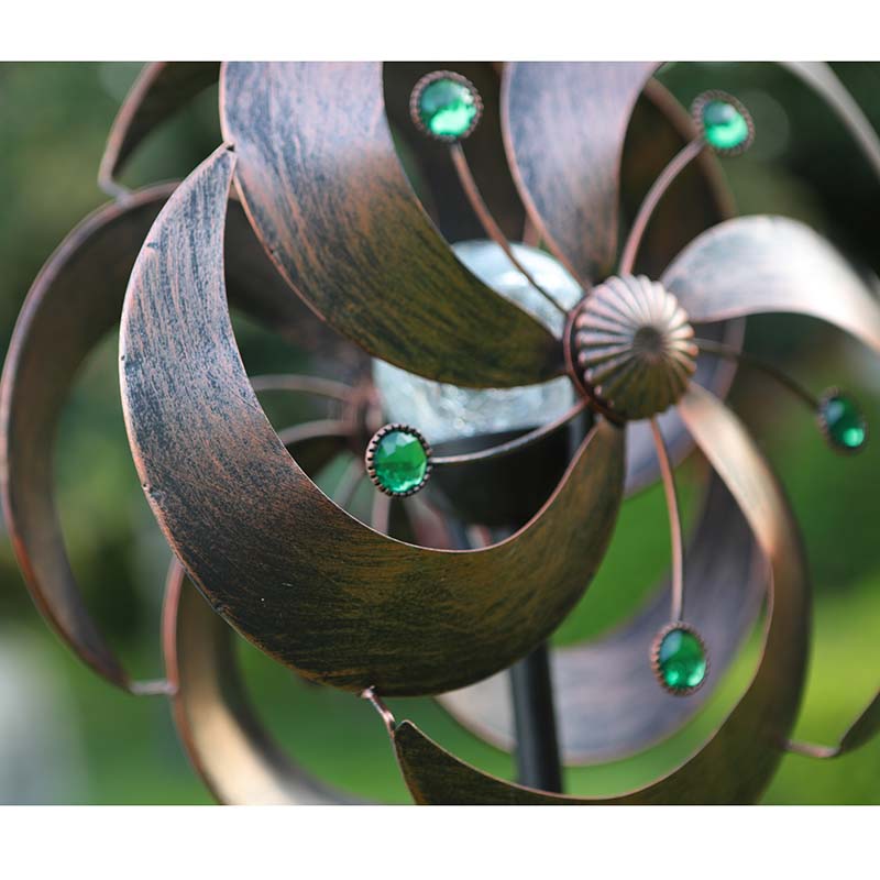 Solar Wind Spinner with Multi-Color LED Lighting Glass Ball