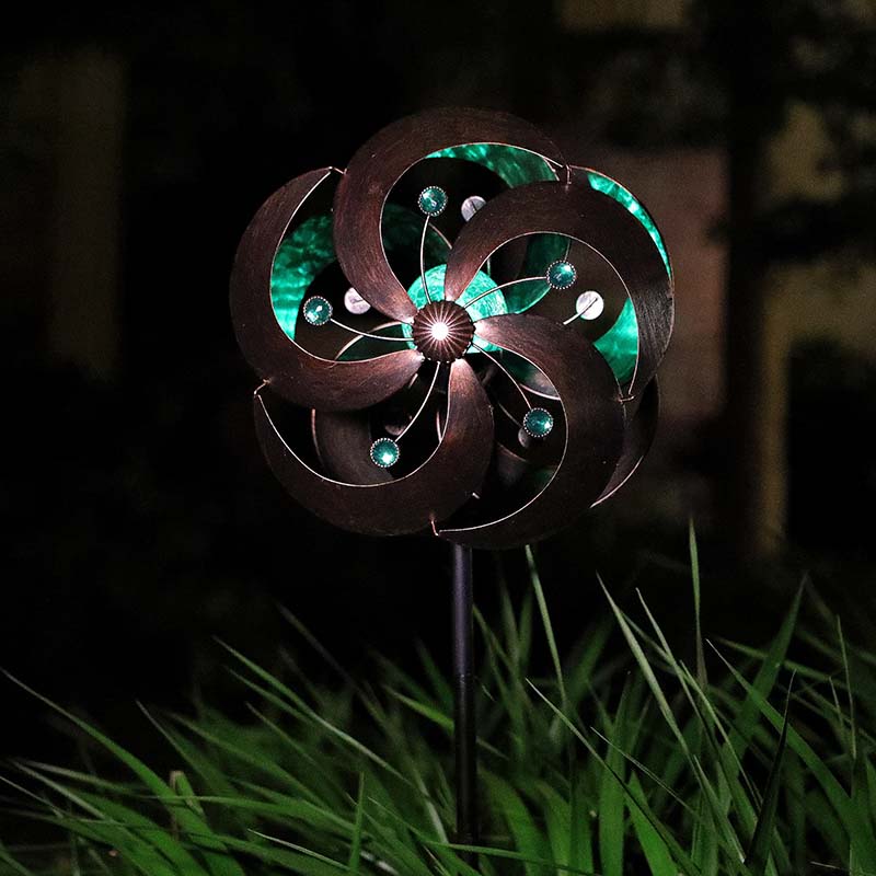 Solar Wind Spinner with Multi-Color LED Lighting Glass Ball
