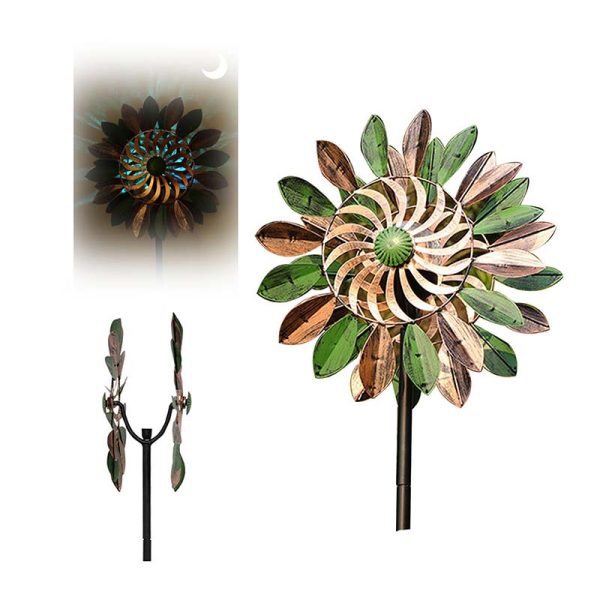 Lotus Design Wind Spinner Windmill with Solar Light