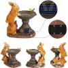 Solar Rabbit Bird Bath Statue Lights for Garden Lawn Decor