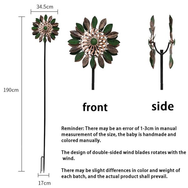 Lotus Design Wind Spinner Windmill with Solar Light