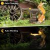 Solar Rabbit Bird Bath Statue Lights for Garden Lawn Decor