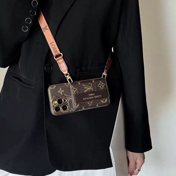 Classic Letter Crossbody Card Holder iPhone Case