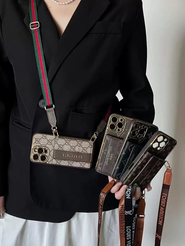 Classic Letter Crossbody Card Holder iPhone Case