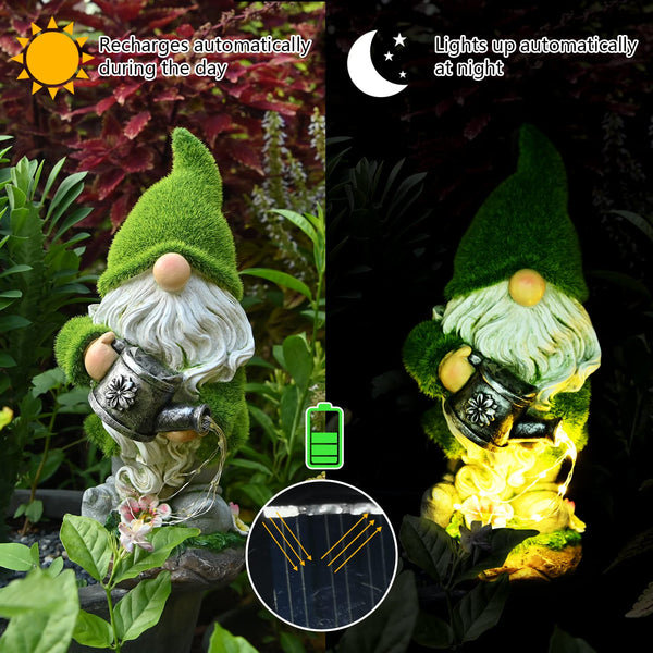 Garden Statues Gnome Decor with Solar LED Light