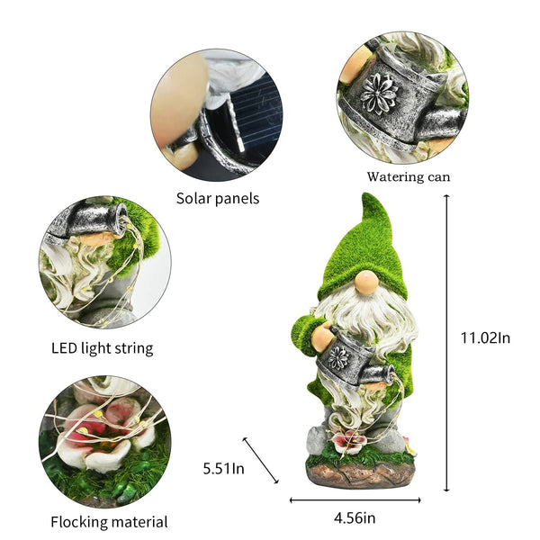 Garden Statues Gnome Decor with Solar LED Light