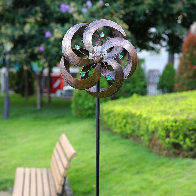 Solar Wind Spinner with Multi-Color LED Lighting Glass Ball
