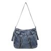 Large Capacity Denim Messenger Bag for Commuting