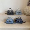 Premium Splicing Kelly Bag Women’s Lock Denim Shoulder Bag