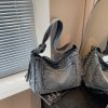 Splicing Contrast Shoulder Bag Denim Messenger Large Capacity Pillow Bag