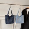 Denim Commuter Shoulder Bag Large Capacity Simple Style