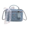 Rhombus Chain Box Bag Denim Shoulder Bag for Women