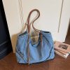 Retro Denim Commuter Shoulder Bag Large Capacity Light Able Tote