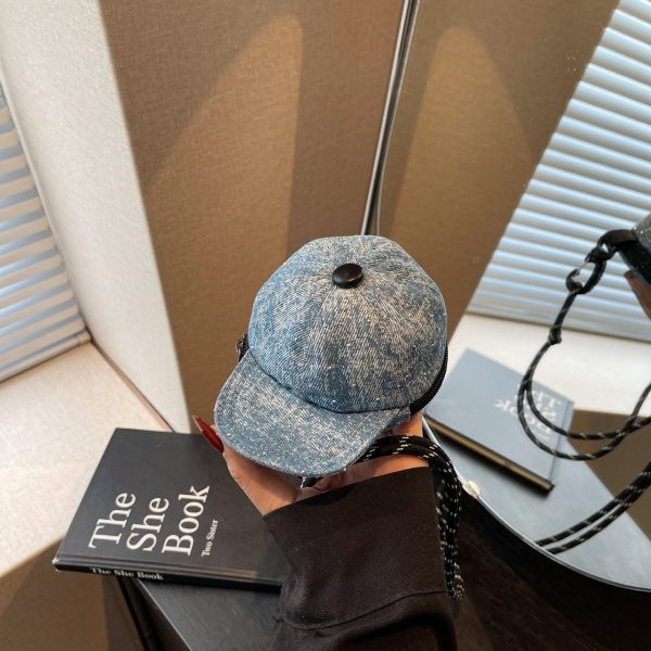 Denim Baseball Cap Messenger Bag with Earphones Storage
