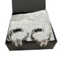 Premium Leather Stud Earrings for Grandma – Light Luxury Double C Design