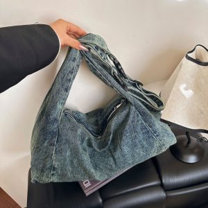 Large Capacity Denim Dumpling Bag Spice Girl Shoulder Bag