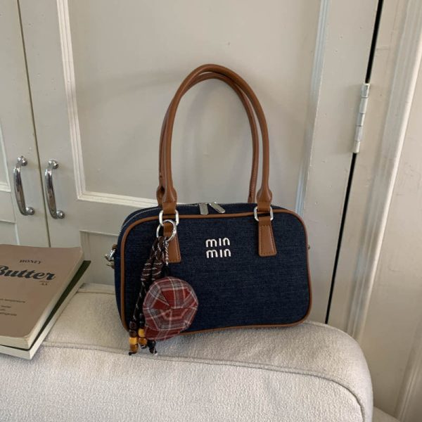 Miu Large-Capacity Square Denim Shoulder Bag