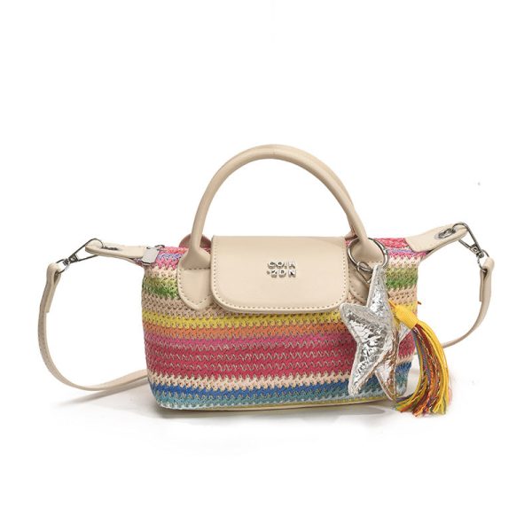 Light Luxury Rainbow Striped Woven Mini Shoulder Bag
